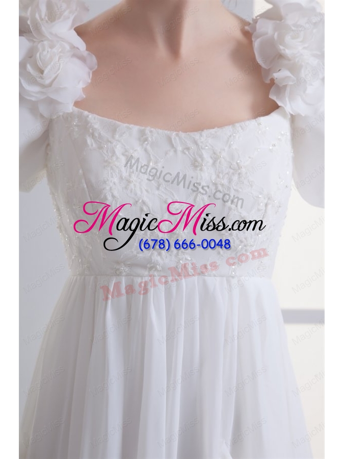 wholesale beautiful empire square court train wedding dress with flowers
