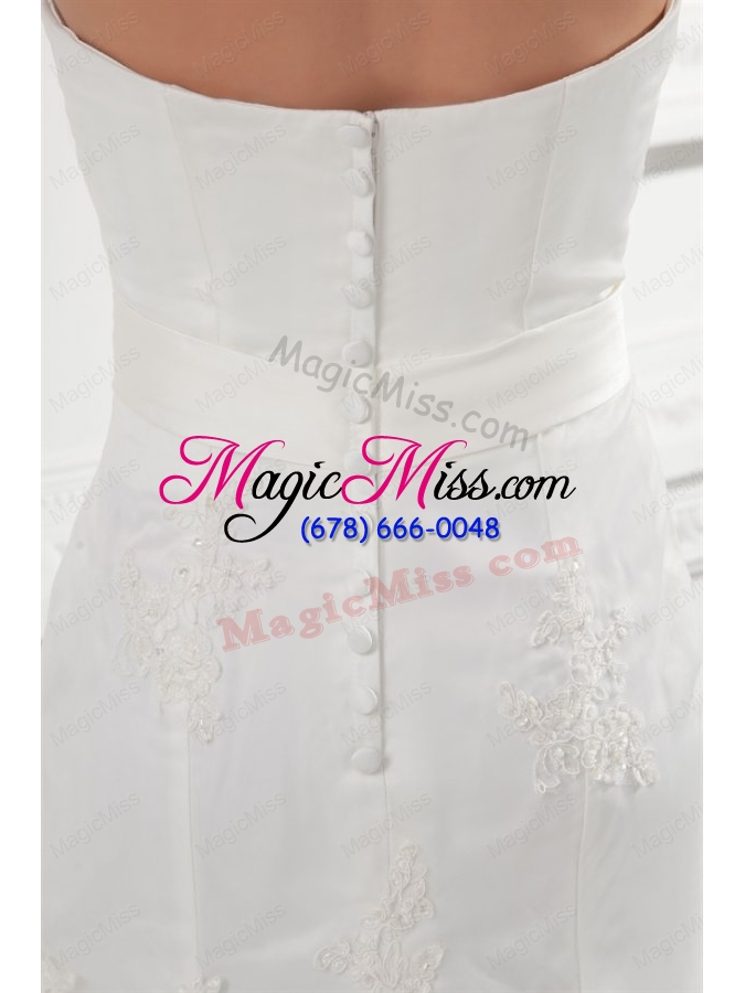 wholesale court train mermaid strapless lace wedding dress with sash