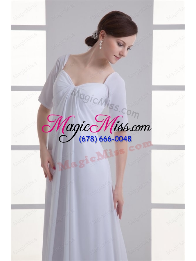 wholesale empire square half sleeves chiffon court train wedding dress