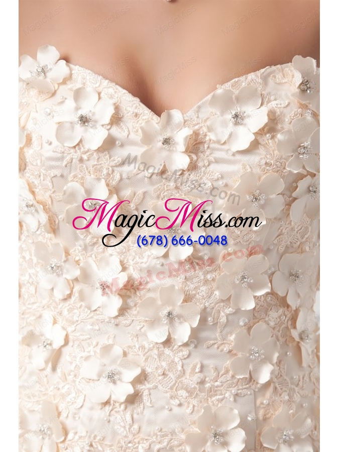 wholesale champagne a line sweetheart court train wedding dress with appliques