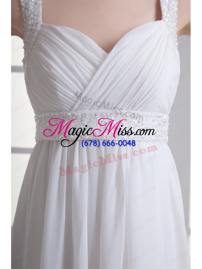 wholesale empire straps beading and ruching chiffon floor-length wedding dress