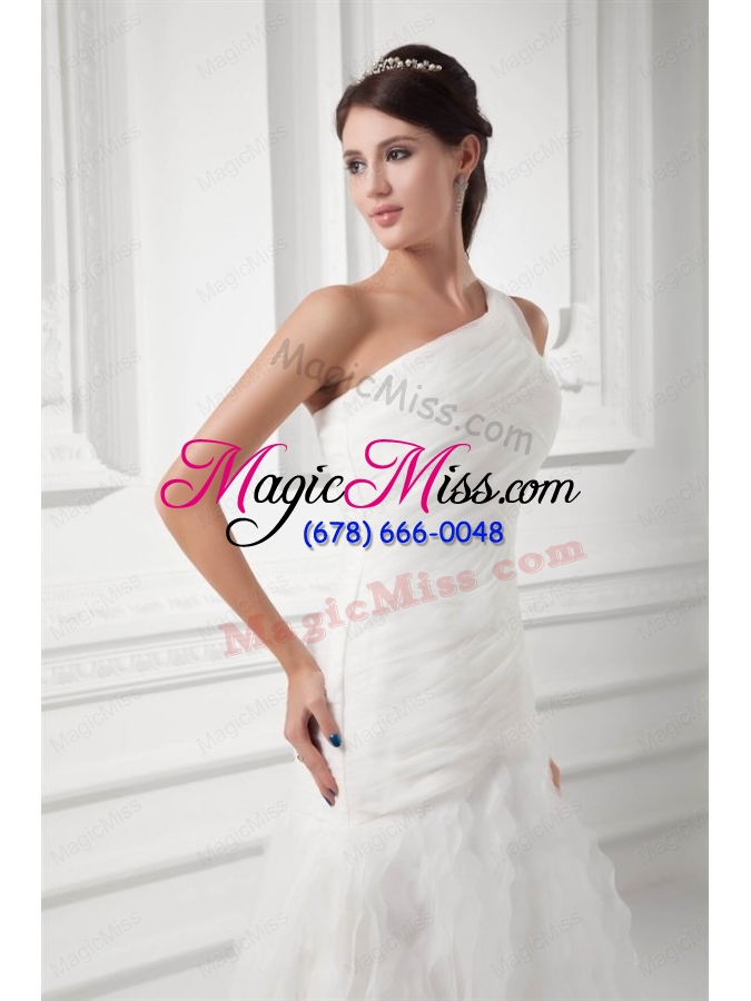 wholesale elegant a line one shoulder wedding dress with court train