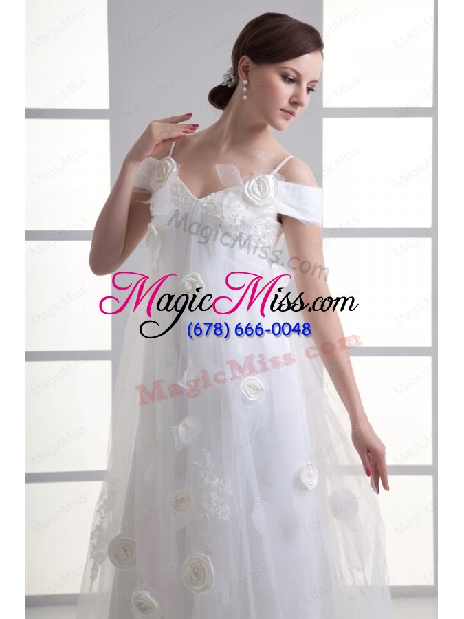wholesale empire spaghetti straps lace brush train wedding dress