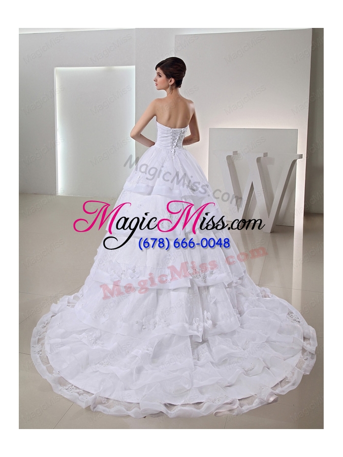 wholesale 2015 spring white ball gown paillette ruffled layers wedding dress