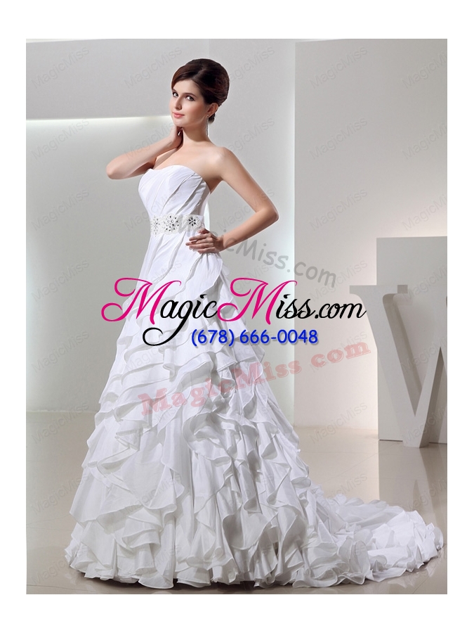 wholesale beautiful ball gown sweetheart ruffled layers wedding dress in white