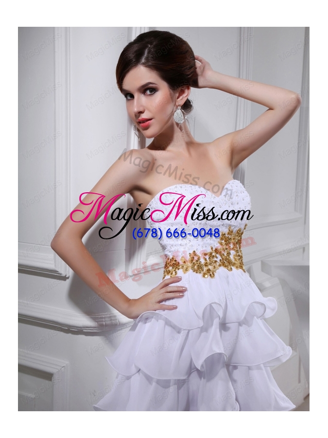 wholesale 2015 spring empire sweetheart ruffled layers chiffon high low wedding dress