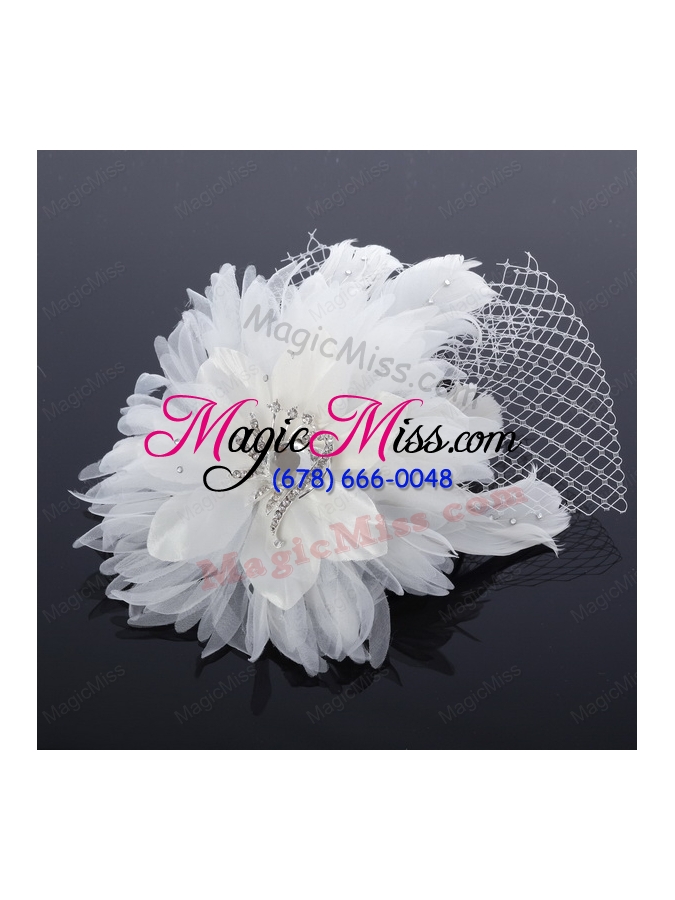 wholesale elegant white taffeta/tulle wedding fascinators hair flower