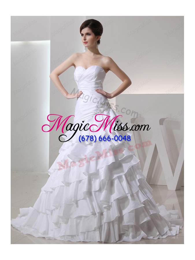 wholesale 2015 popular mermaid sweetheart ruffled layers wedding  dress with lace