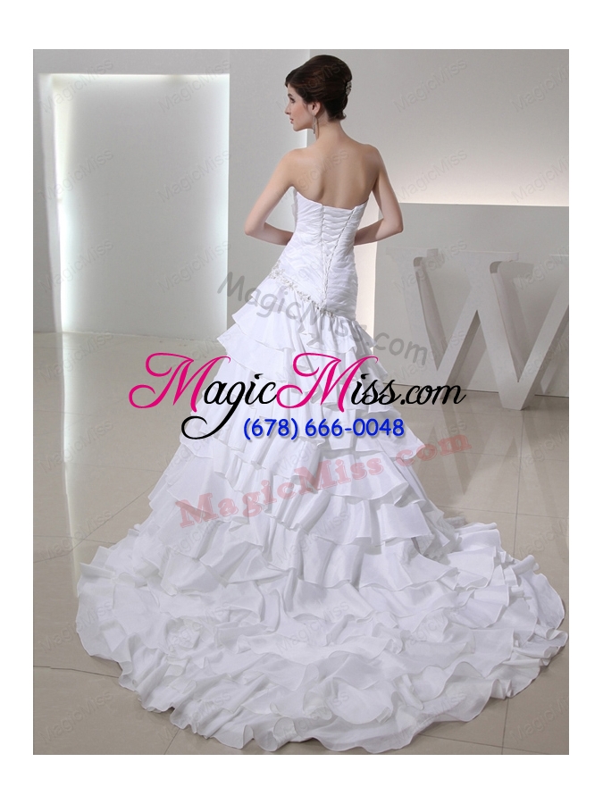 wholesale 2015 mermaid sweetheart wedding dress with  ruching and ruffled layers