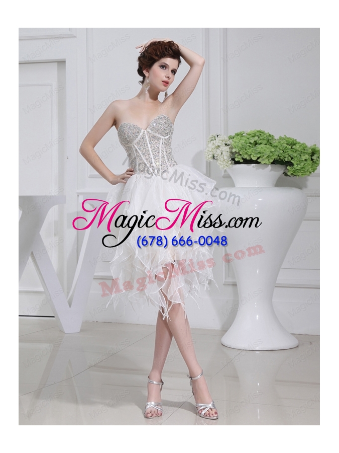 wholesale 2014 a line sweetheart sequins ruffles wedding dress with knee length