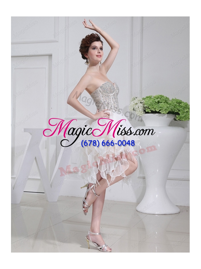 wholesale 2014 a line sweetheart sequins ruffles wedding dress with knee length