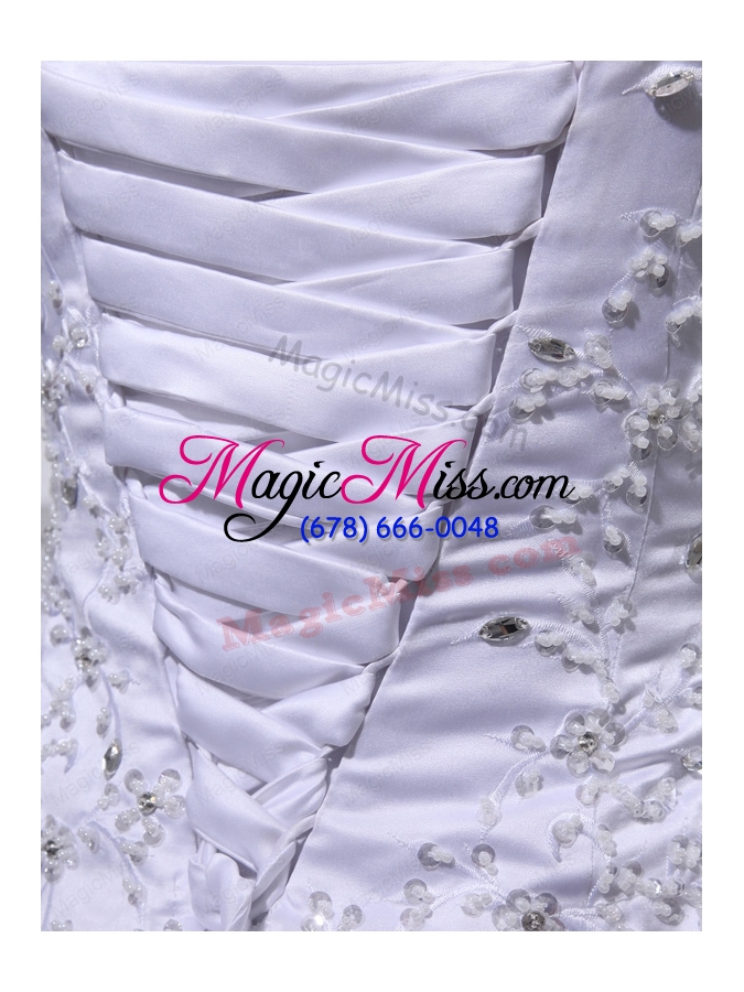 wholesale 2015 discount a line square beading and appliques wedding dress