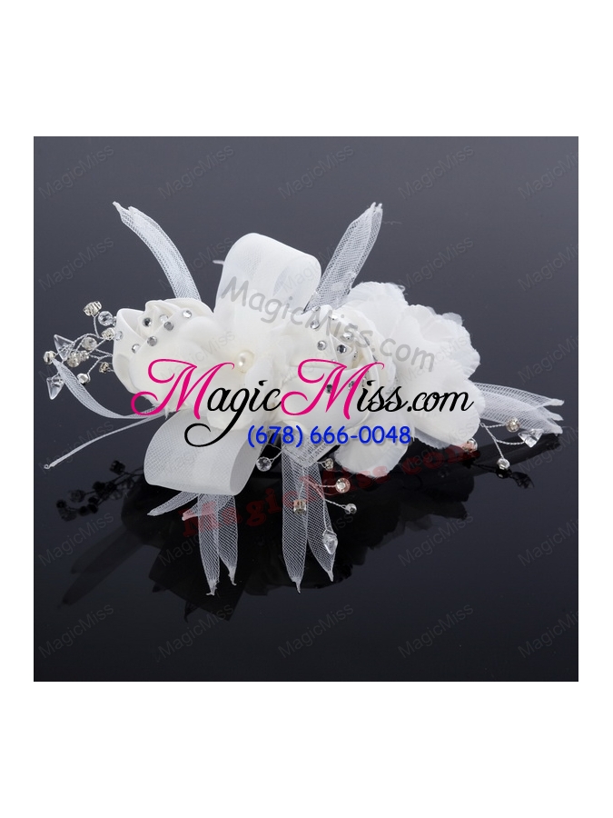 wholesale cheap tulle rhinestone hair flower for wedding
