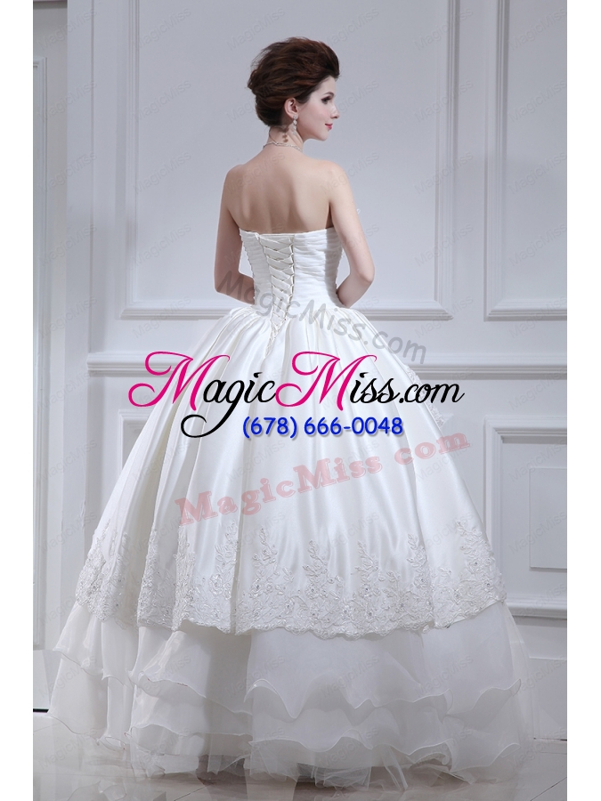 wholesale 2015 cheap a line strapless beading wedding dress with floor length