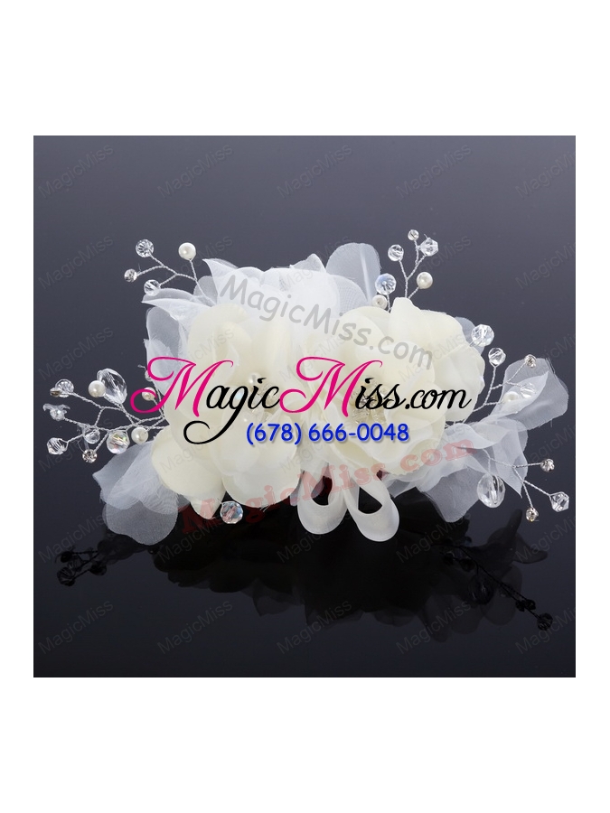 wholesale beautiful tulle lilac 2014 hair flower with rhinestone