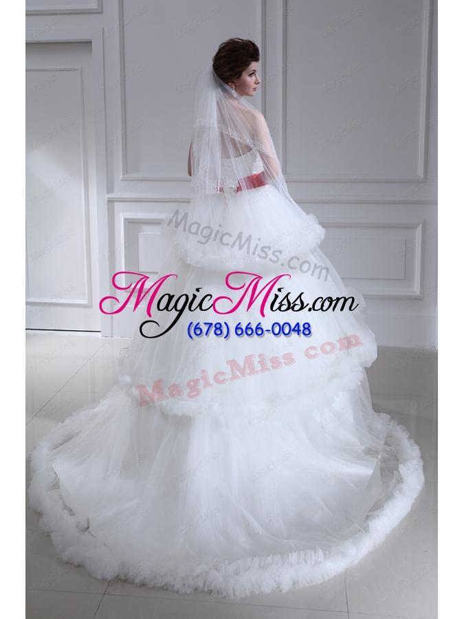 wholesale 2015 spring beautiful ball gown strapless ruffled layers wedding dress