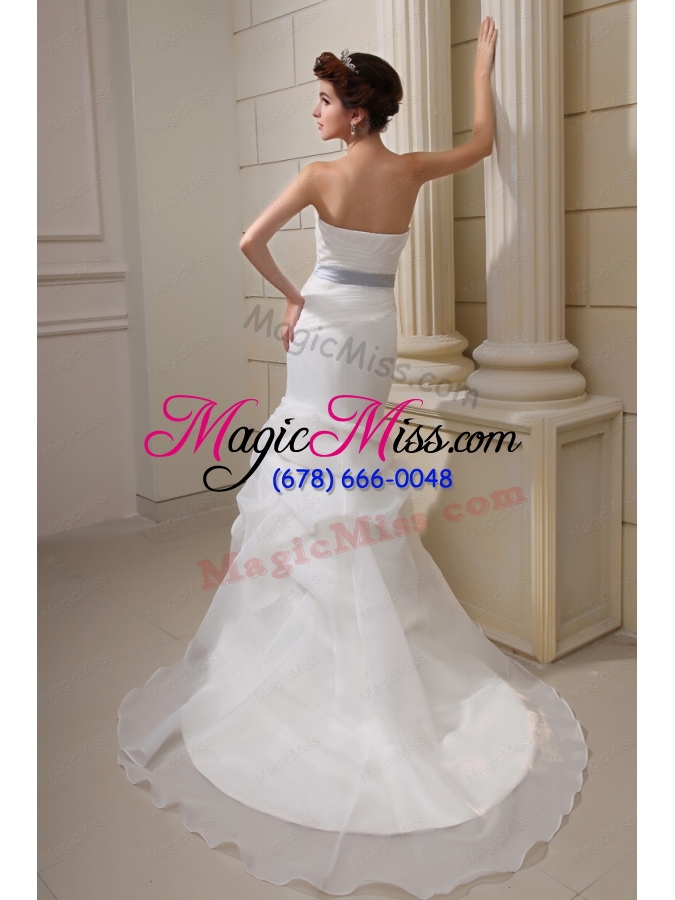 wholesale 2015 elegant mermaid sweetheart belt ruching pick ups wedding dress