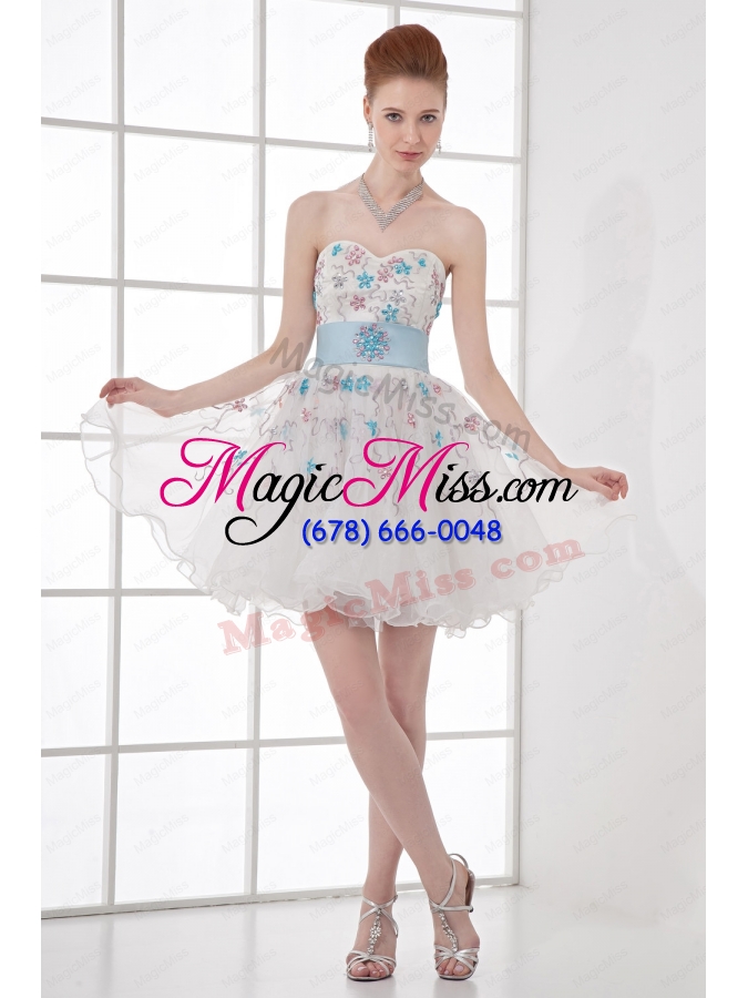 wholesale 2015 spring sweetheart mini length organza lace white wedding dress