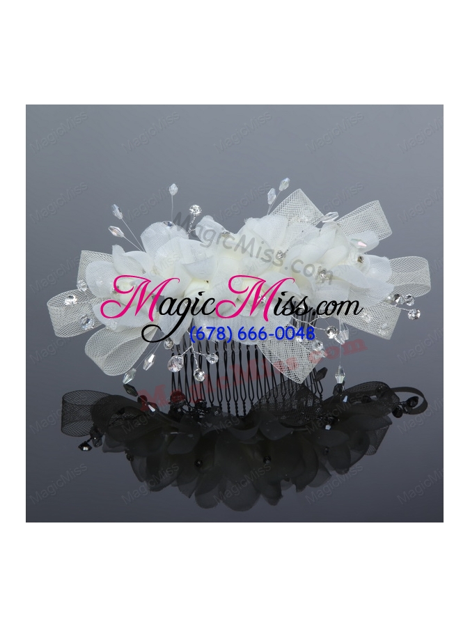 wholesale 2015 simple white tulle imitation pearls hair combs