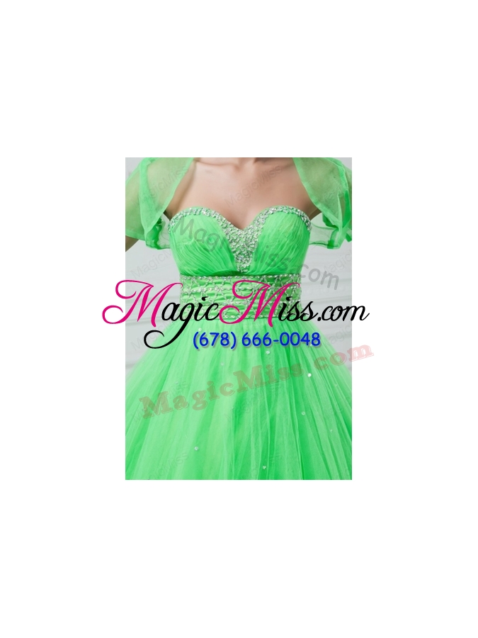wholesale exquisite open front organza spring green quinceanera jacket for 2015
