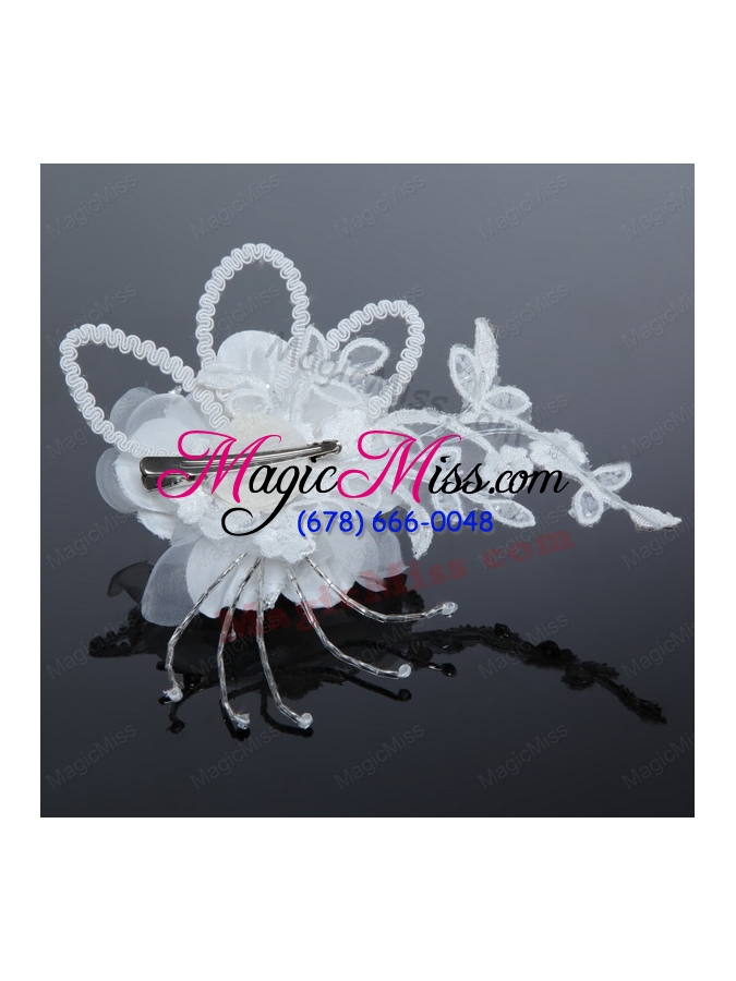 wholesale 2015 white pearl lace and feather tulle fascinators