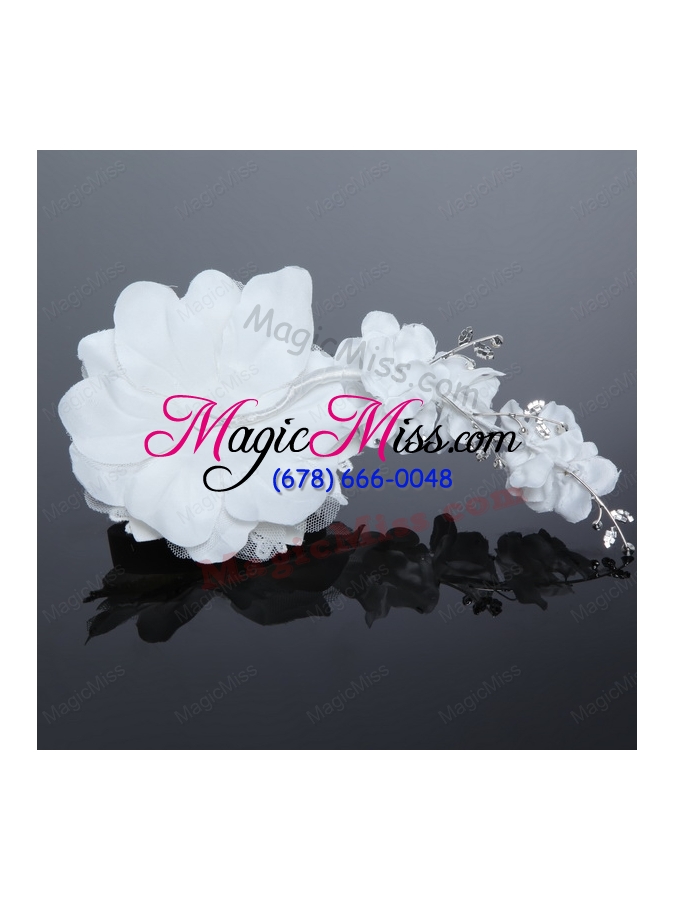 wholesale pearl lace and tulle wedding white beading hair flowers