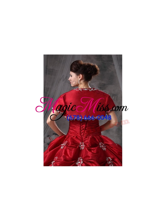 wholesale beautiful open front red quinceanera jacket with appliques