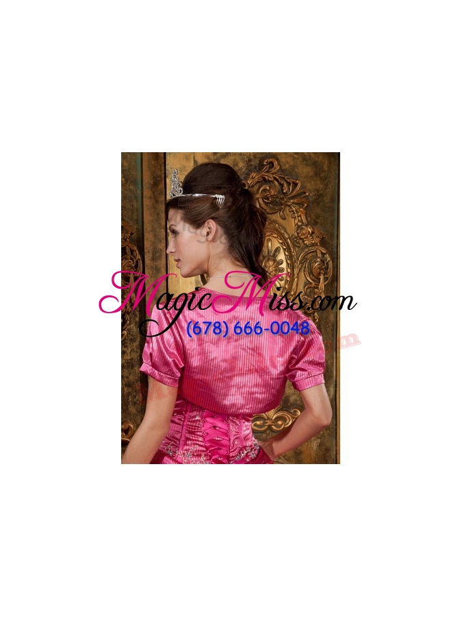 wholesale custom made open front quinceanera jacket in hot pink for 2015