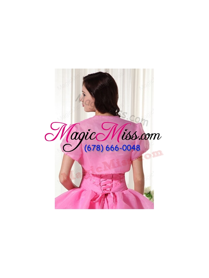 wholesale the most popular open front quinceanera jacket in rose pink for 2015