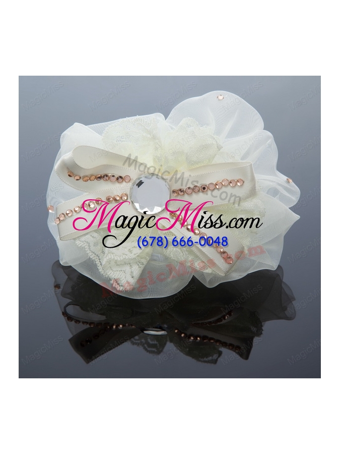 wholesale 2015 lace and tulle pink hair ornament with rhinestone