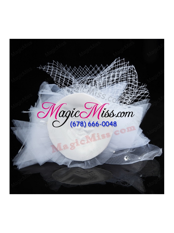 wholesale white rhinestone tulle hair ornament for women