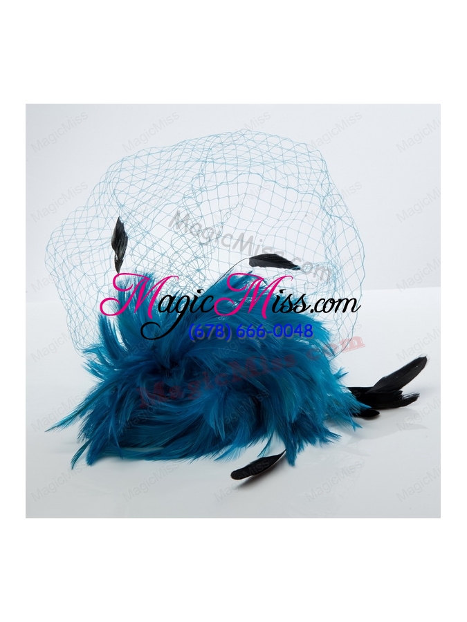 wholesale white feather elegant net yarn briadl hat with imitation pearls