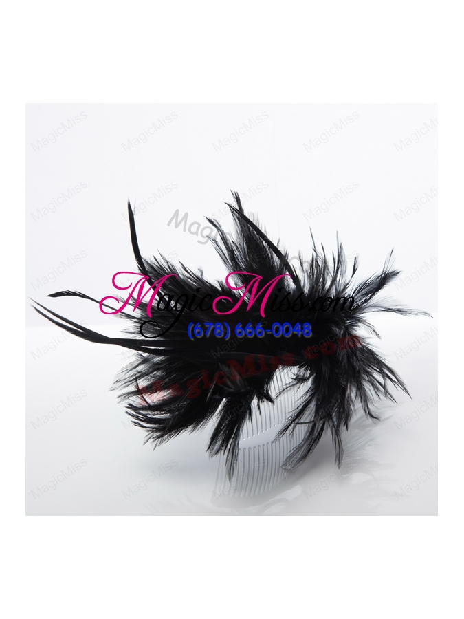 wholesale feather black summer hair combs for women