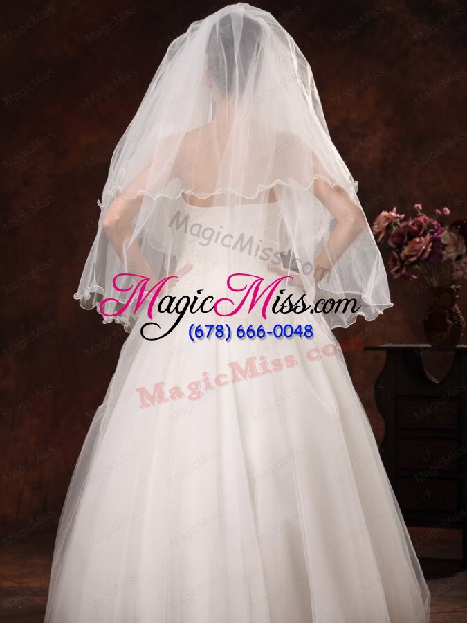 wholesale inspired layer ribbon edge organza bridal veil