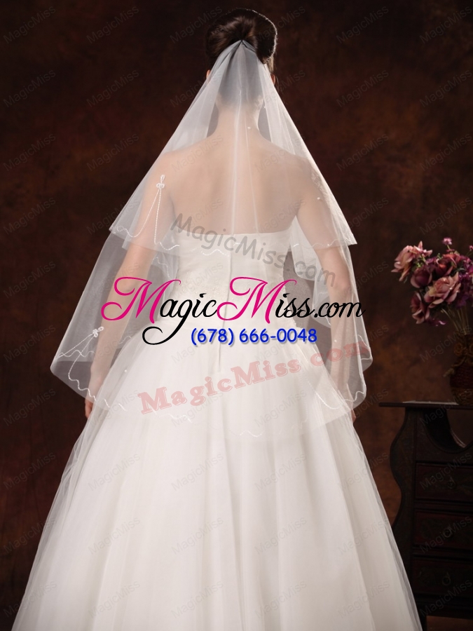 wholesale 2 layers graceful organza ribbon edge bridal veils