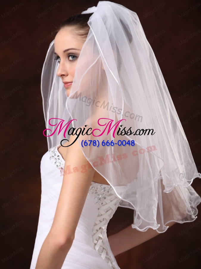 wholesale tulle ribbon edge bridal veil for wedding