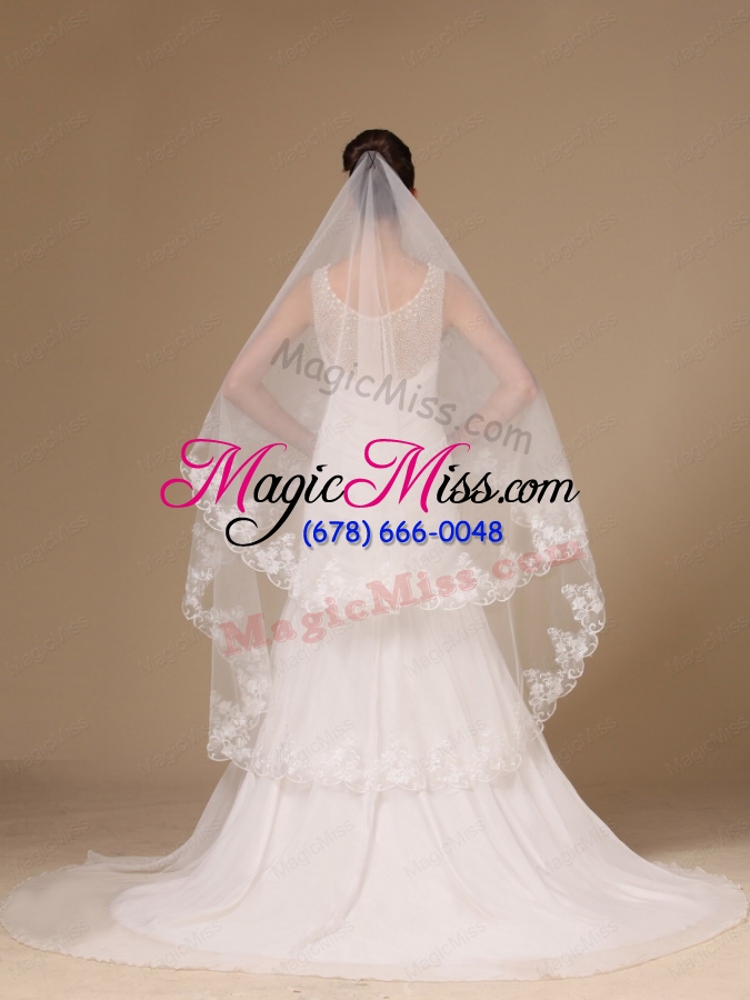 wholesale lace appliques one-tier cathedral tulle stylish wedding veil