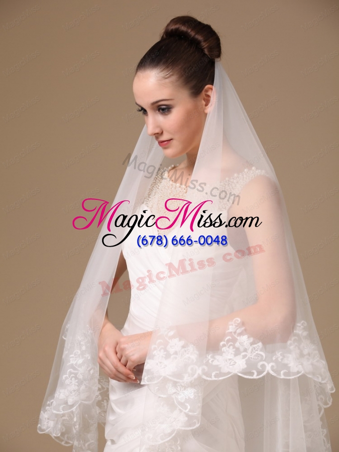 wholesale lace appliques one-tier cathedral tulle stylish wedding veil