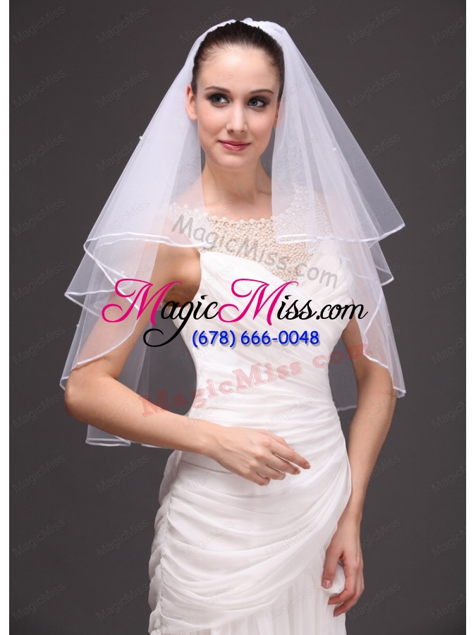 wholesale two-tier tulle ribbon edge wedding veil on sale