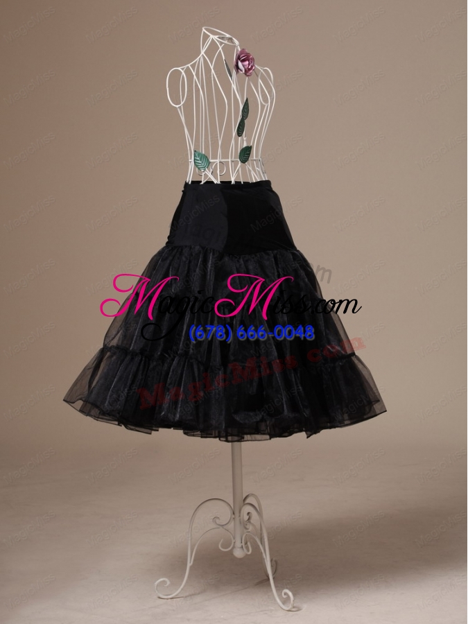 wholesale brand new black organza tea length wedding petticoat