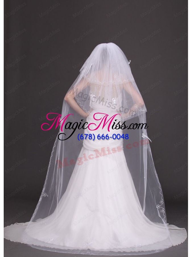 wholesale three-tier tulle embroidery bridal veil