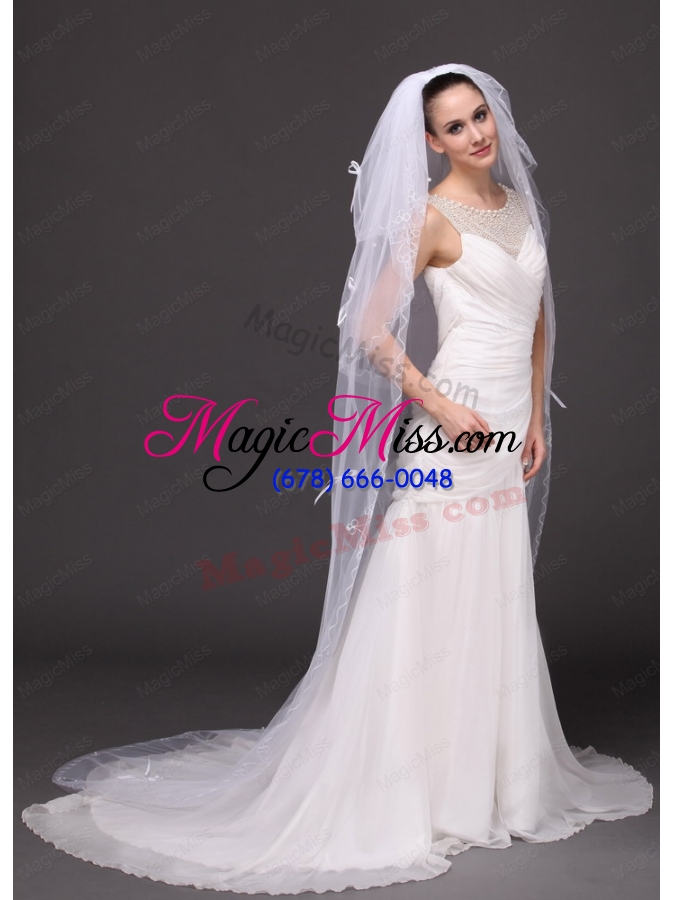 wholesale three-tier tulle embroidery bridal veil