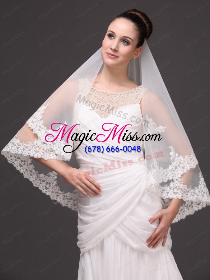 wholesale two-tier tulle with appliques elbow length veil