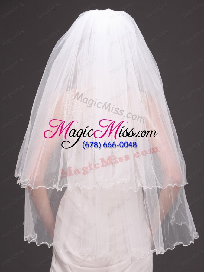 wholesale two-tier tulle white ribbon edge for bridal veil