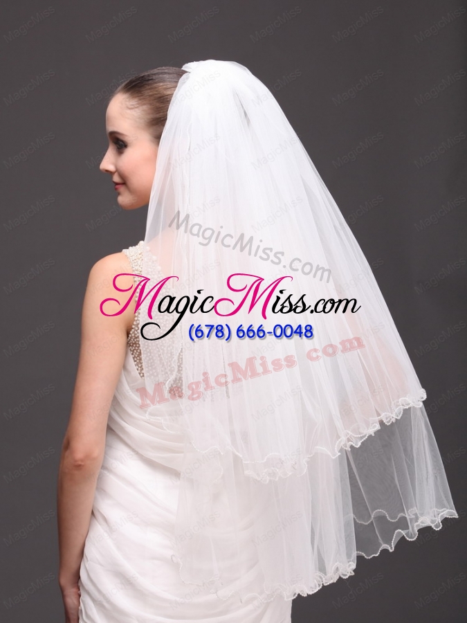 wholesale two-tier tulle white ribbon edge for bridal veil