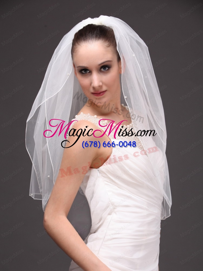 wholesale two-tier tulle elbow length wedding veil with cut edge