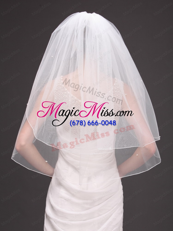 wholesale two-tier tulle elbow length wedding veil with cut edge