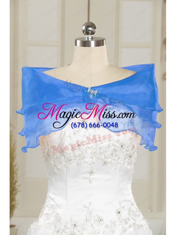 wholesale ice blue organza beading shawls for wedding