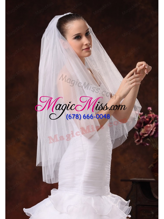 wholesale three-tier tulle fingertip wedding veil