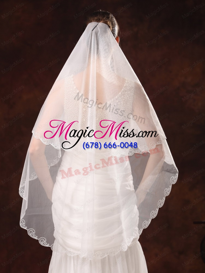 wholesale two-tier tulle with embroidery for graceful wedding